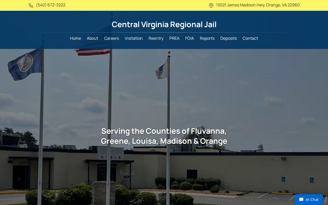 Central Virginia Regional Jail source for Louisa County arrest bookings
