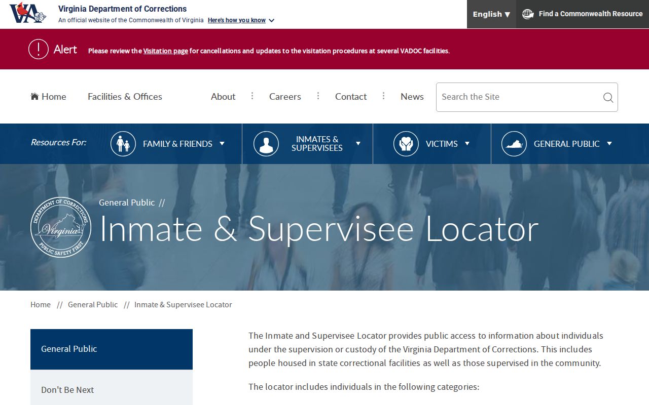 Virginia state inmate locator distinct from Louisa County arrest records