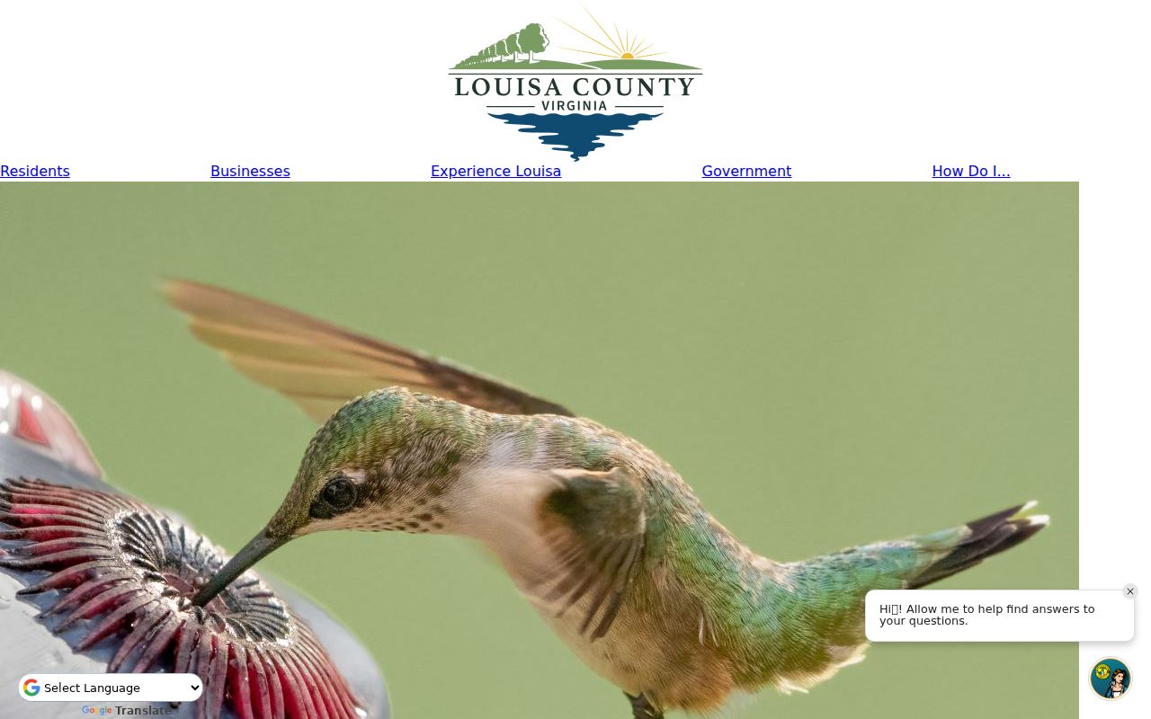 Louisa County government portal and county building view